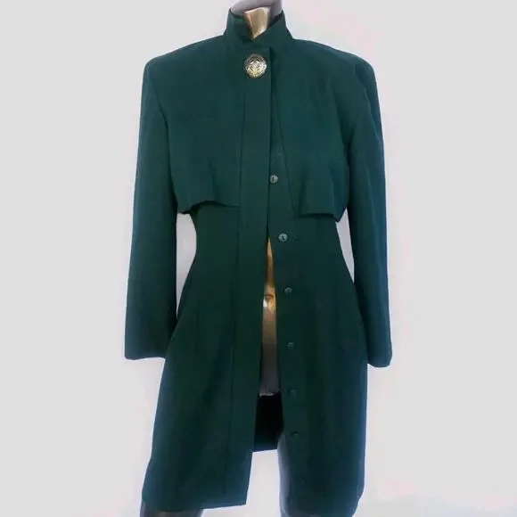 Vintage Ann Tobias Emerald Green Coat Women’s Size 4 Tailored Jacket - Picture 2 of 7